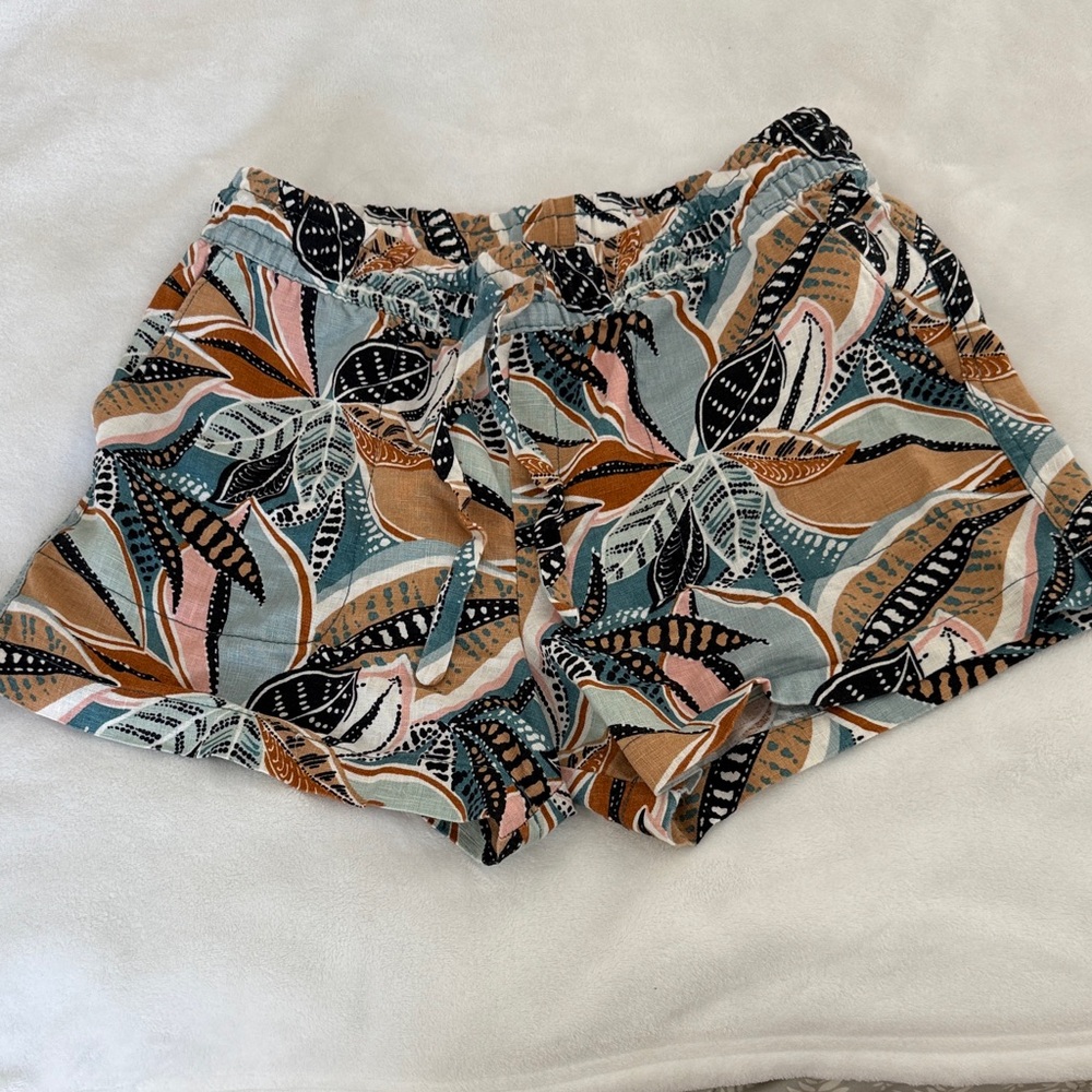 Tropical Print Women's Linen Shorts size S